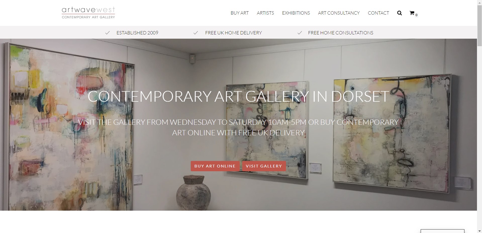 Screenshot of Artwave West art gallery website