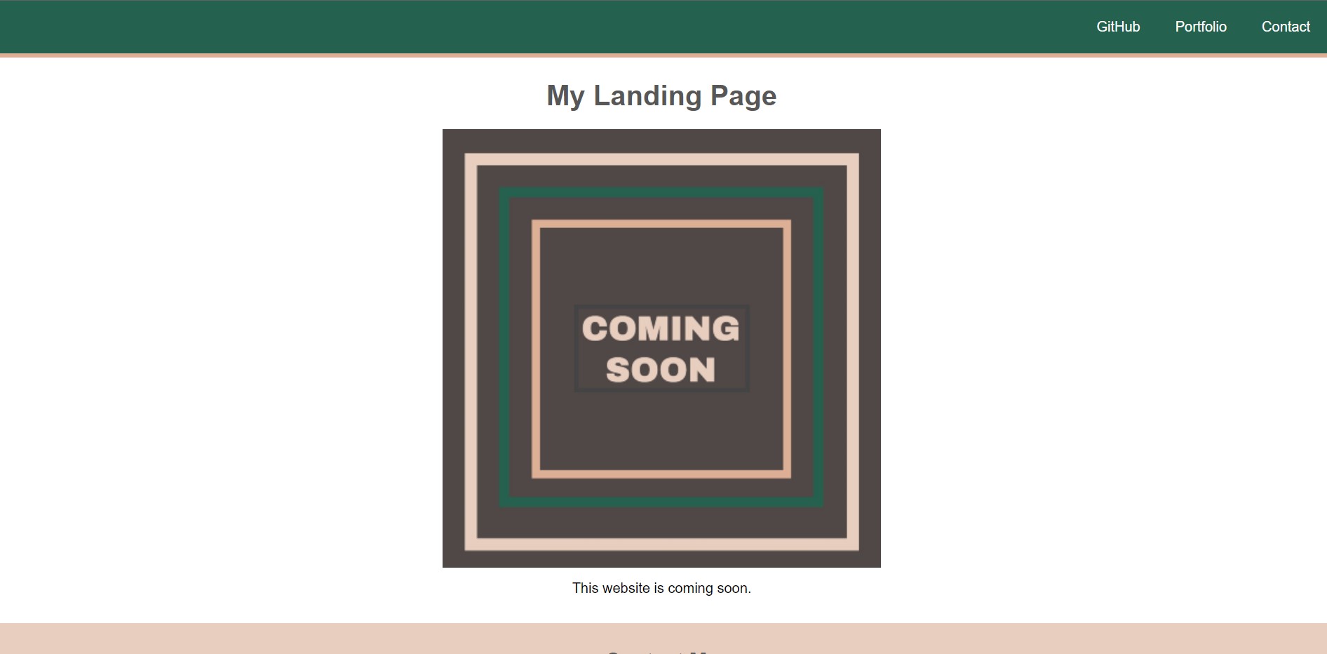 Screenshot of a basic landing page