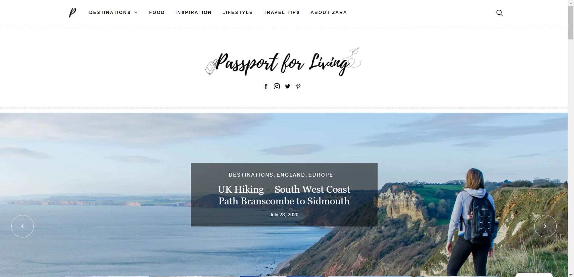 Screenshot of Passport for Living Travel Blog website